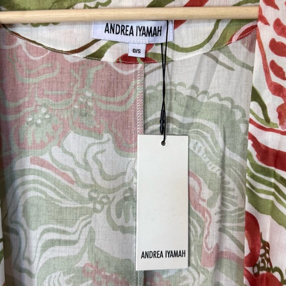 Andrea Iyamah Gamba Abstract Mushroom Red Cream Patterned Kimono NWT O/S - Picture 6 of 9